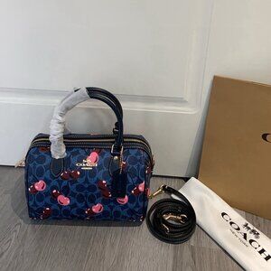 Coach crossbody bag, classic coated canvas, cherry print